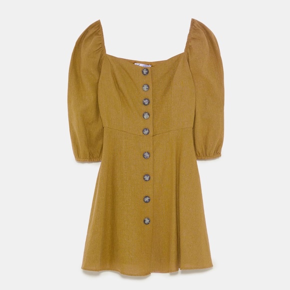 [LAST] NWT Zara S Button Puff Sleeve Mini Dress - Picture 7 of 8